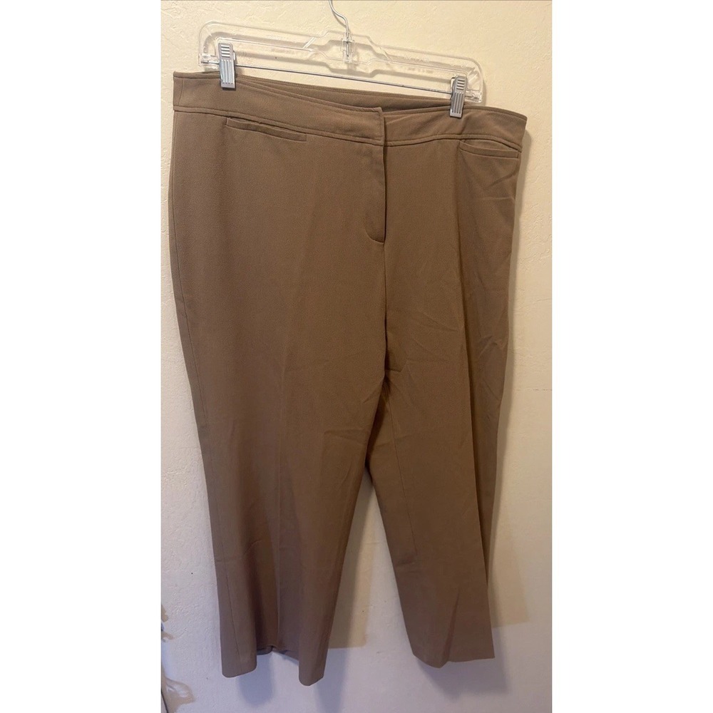 Coldwater Creek Women's Cropped Pull On Pants Size 14 Tan Stretch Career Casual - Picture 2 of 5
